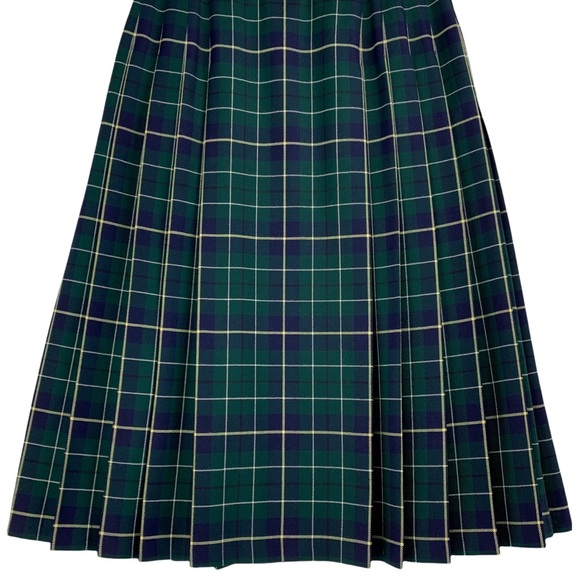 Vintage Pendleton Green Plaid Pleated Skirt with Flat Front Panel - Picture 11 of 11